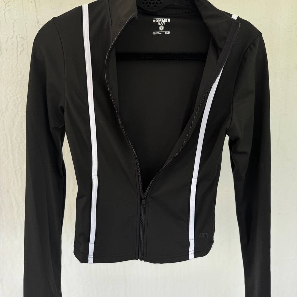 Black Sports Jacket with White Accents